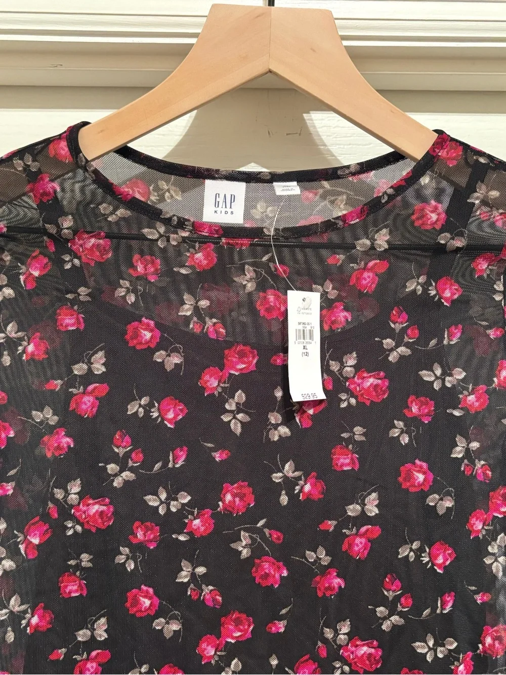 Girls Gap Kids floral mesh long-sleeve top size XL (12) NWT